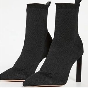 Schutz Ammie Pointed Toe Booties Ankle Boots Size 9.5 Black Knit